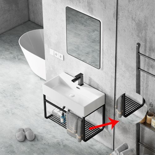 Hanging Metal Bathroom Vanity with Porcelain Sink