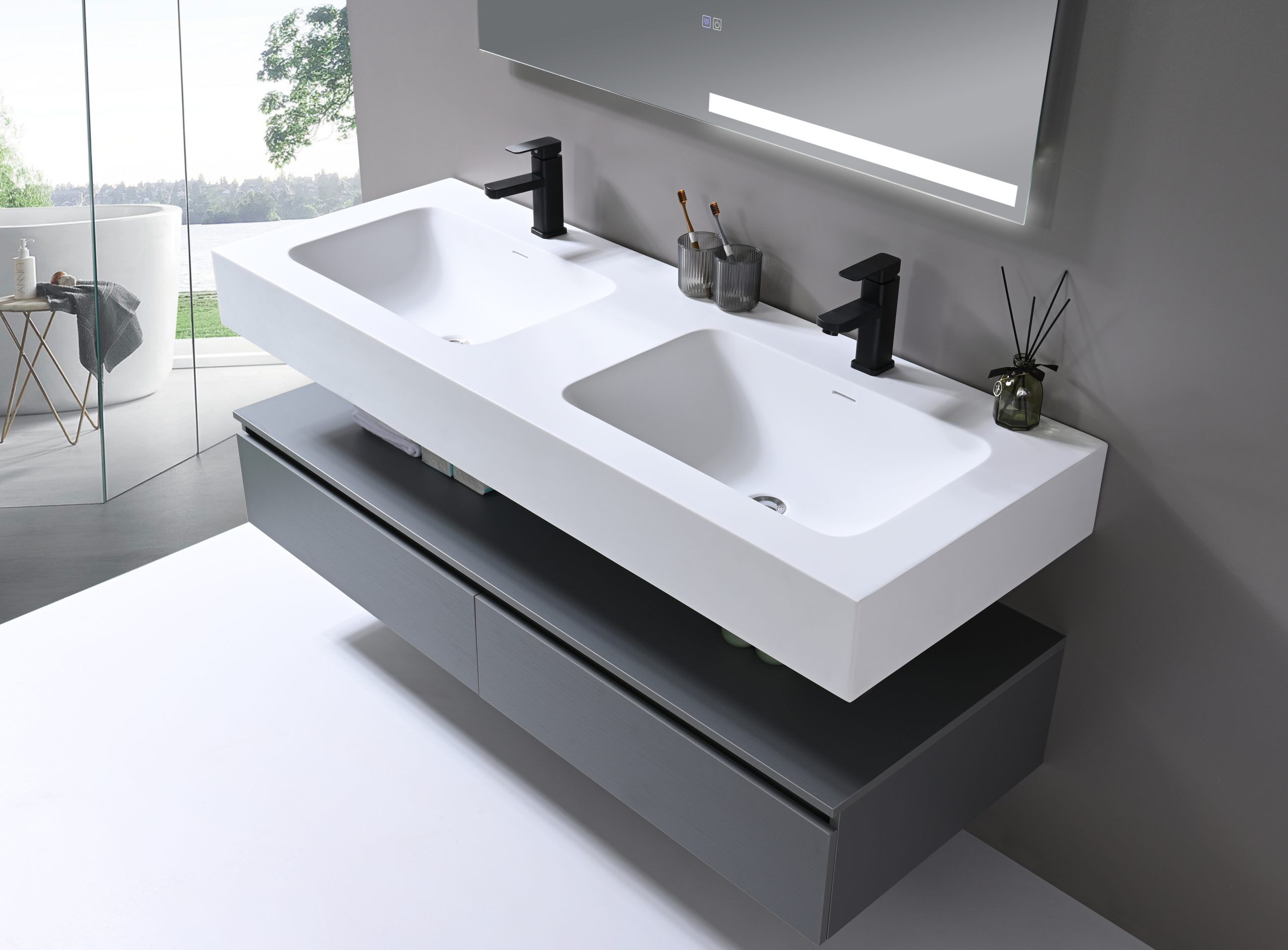 Double Sink Wallmount Vanity (32" and 60") - Image 2