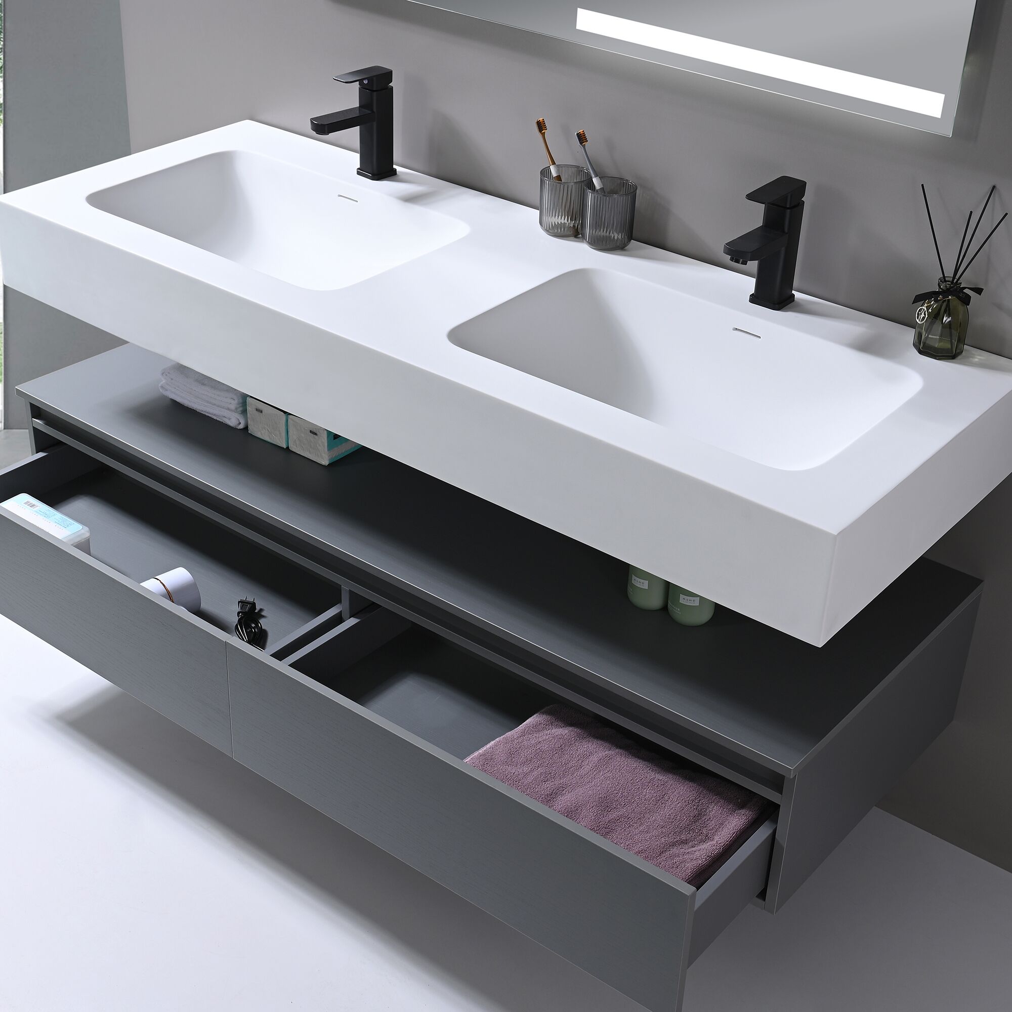Double Sink Wallmount Vanity (32" and 60") - Image 4